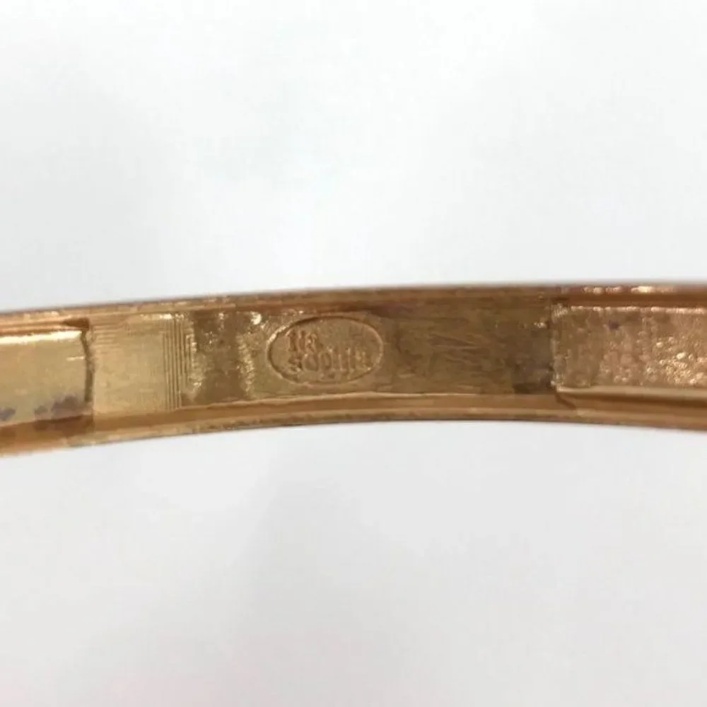 Lia Sophia “On Point” gold tone green bangle bracelet tribal aztec size medium‎